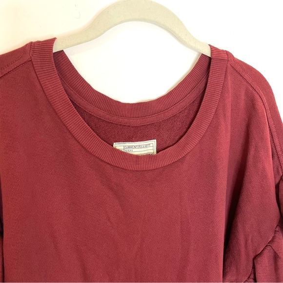 NWT Current/Elliot Ruffle Sweatshirt Cabernet Size 3 Large Cotton Feminine - Picture 8 of 17